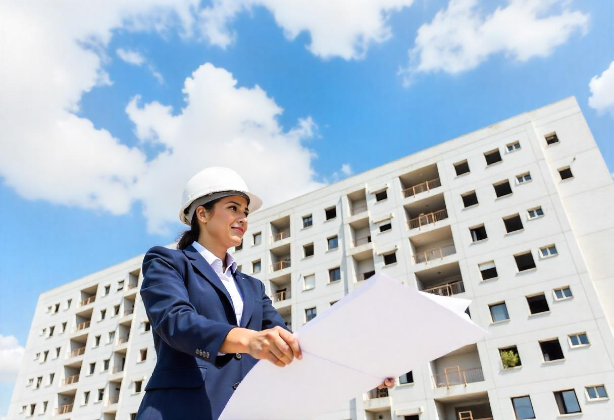 Vista aérea do canteiro de obras mostrando o progresso da construção
